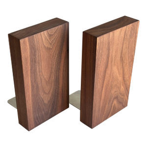 Mid-Century Walnut Wood Book Ends