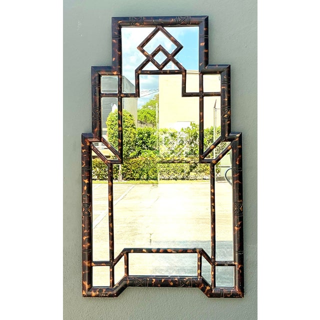 Vintage Tortoise Bamboo Mirror For Sale - Image 10 of 12