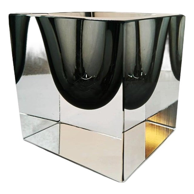 Rare Cube Ashtray or Catch-All in Murano Glass by Flavio Poli for Seguso, 1960s For Sale