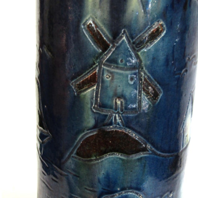 Antique c.h. Brannam Barum Pottery 20" Monumental Art Nouveau Ewer Rare For Sale In Portland, ME - Image 6 of 12