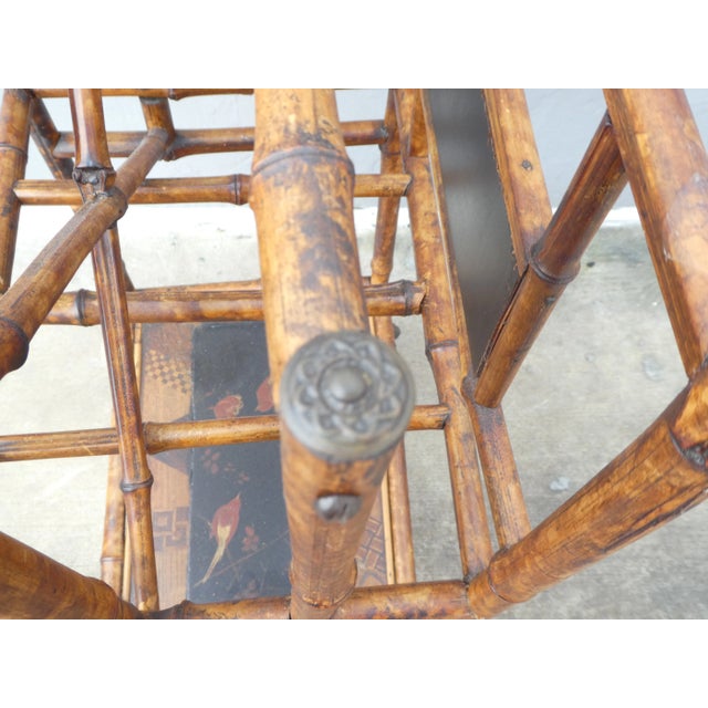 Brown Late 19th Century Victorian Japanned Bamboo Magazine Rack For Sale - Image 8 of 9