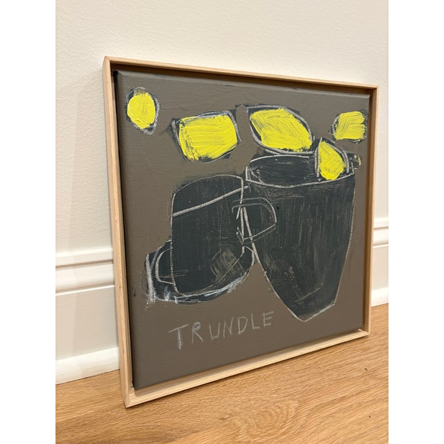 Abstract Sarah Trundle, Abstract Framed Still Life Painting, "Lemons With Mug" For Sale - Image 3 of 5