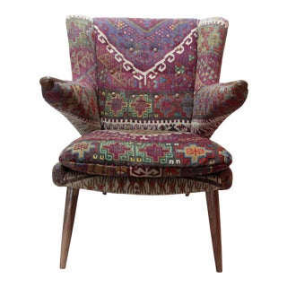 Turkish Kilim Upholstered Armchair For Sale