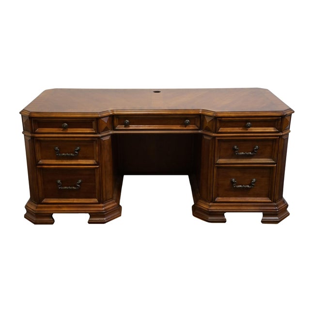 Contemporary Home Meridian Samuel Lawrence Cherry Traditional Contemporary 71" Computer Desk / Credenza For Sale - Image 3 of 15