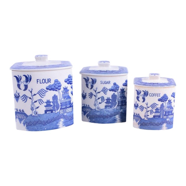Vintage Blue Willow Ceramic Canisters Set Of 3 Chairish