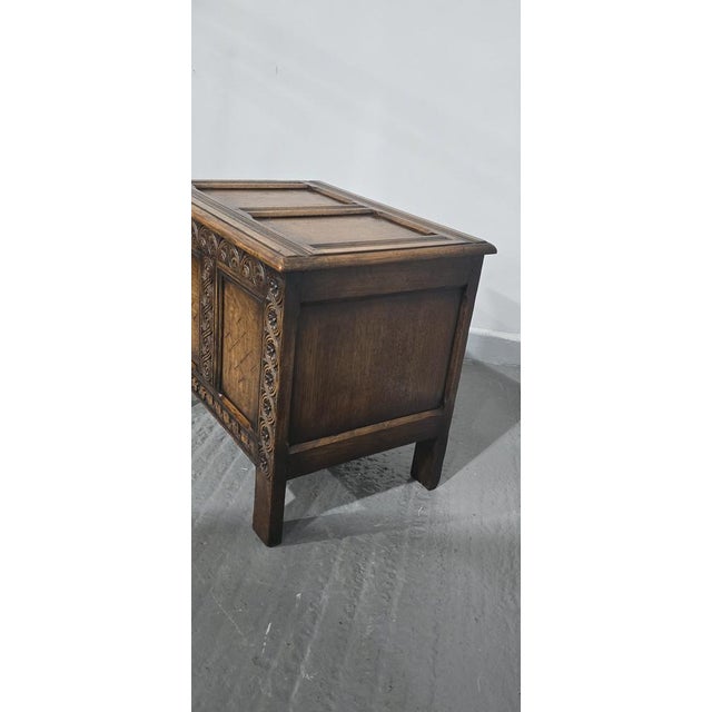 Brown Small Oak Inlaid Coffer, 1920 For Sale - Image 8 of 12