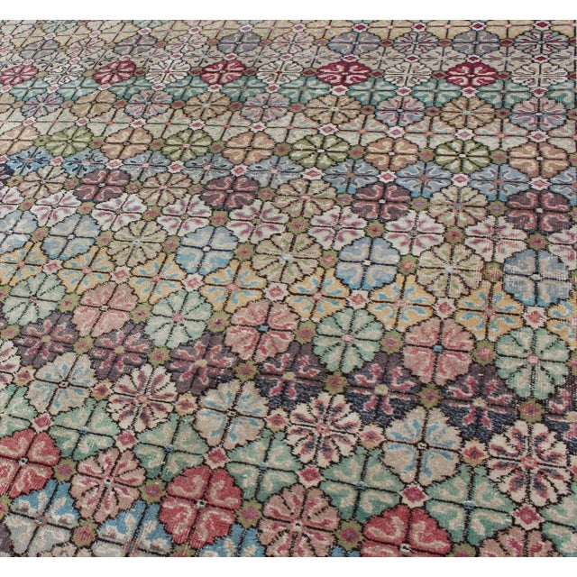 Mid 20th Century Mid-Century Modern, Vintage Rug in Multi Colors in Modern Design For Sale - Image 5 of 12