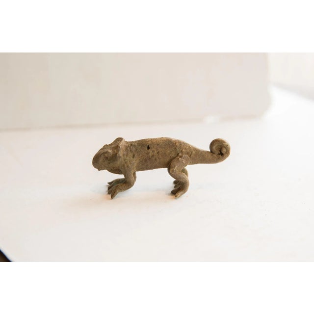 :: Vintage handmade African chameleon figurine. Circa late mid 20th century, though possibly older, this piece has such...