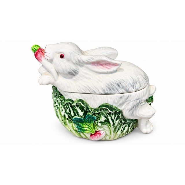 Add a charming touch of English countryside style to your collection with this **Vintage Stafford “Rabbit Patch” Lidded...