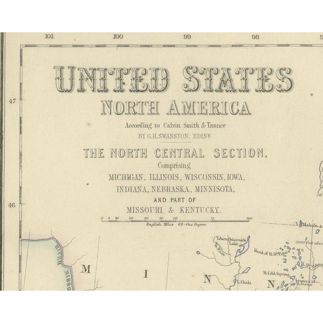 Antique Map of the North Central United States and Lake Michigan, 1860 For Sale - Image 4 of 8