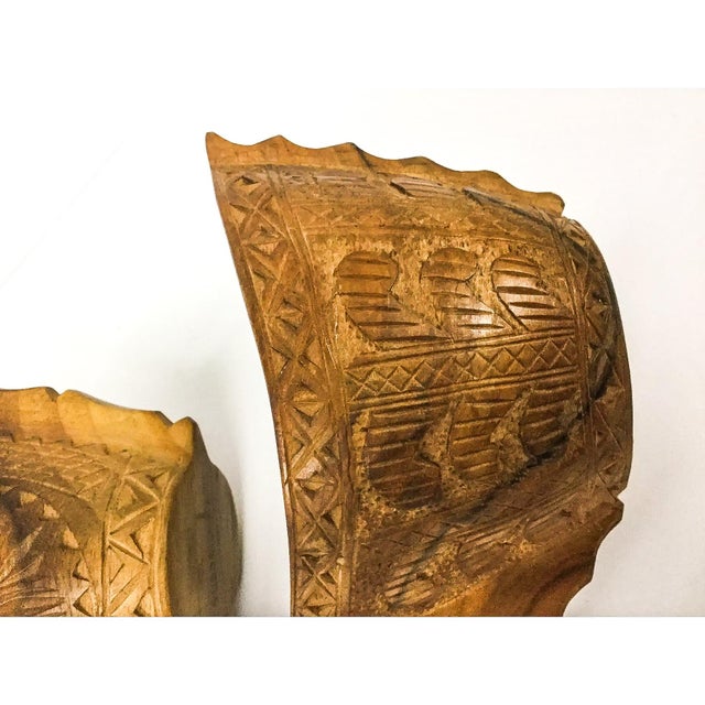 Hand Wood Carved Vintage Ritual Cups - A Pair For Sale - Image 9 of 11