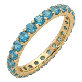 Swiss Blue Topaz Eternity Ring | December Birthstone Ring | Stackable Wedding Band Us 7 For Sale