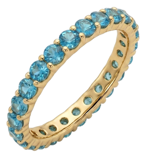 Swiss Blue Topaz Eternity Ring | December Birthstone Ring | Stackable Wedding Band Us 7