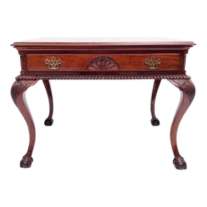Mid 19th Century English Chippendale Mahogany Single Drawer Table With Ball and Claw Feet