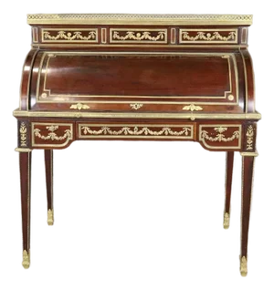 Signed Gervais Durand Cylinder Roll Top French Louis XVI Desk c.1880