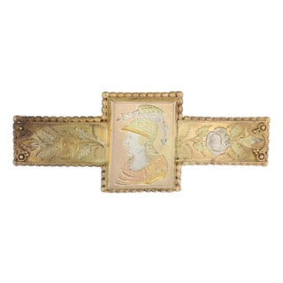 Antique 1800s Bar Brooch Tri-Toned 12-18k Gold Silver Figural Floral Pin For Sale