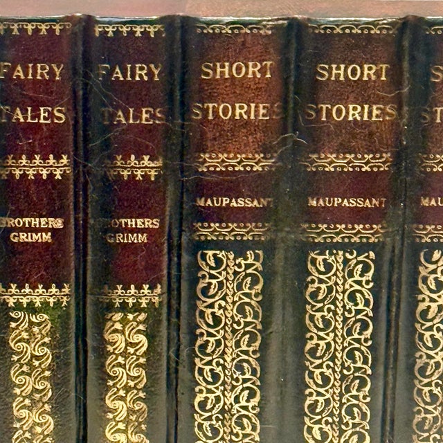 English Vintage Theodore Alexander Style Trompe L’oeil Wood Book Spine Library Facade For Sale - Image 3 of 12