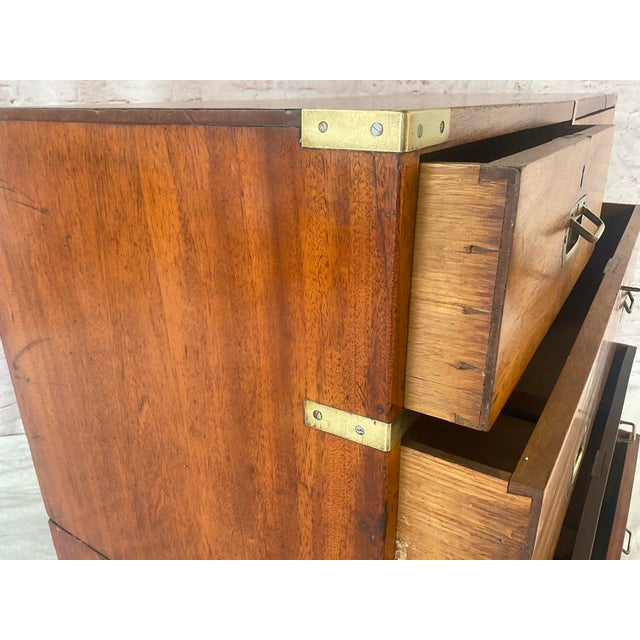Wood 19th Century English Campaign Chest of Drawers, For Sale - Image 7 of 13