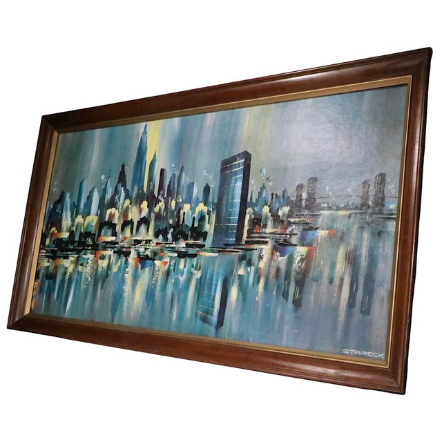 Mid 20th Century Large Vintage Nyc Skyline Print by Edgar Stareck For Sale - Image 5 of 12