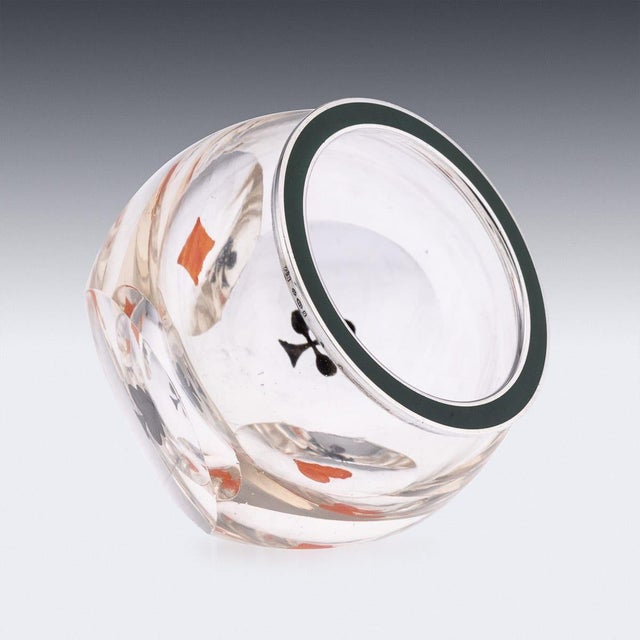 1930s Vintage French Silver-Mounted Cut Glass Dice Thrower, 1931 For Sale - Image 5 of 12