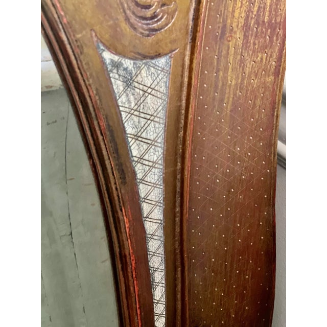 Glass Antique Italian Baroque Gold Leaf and Enameled Beveled Mirror For Sale - Image 7 of 12