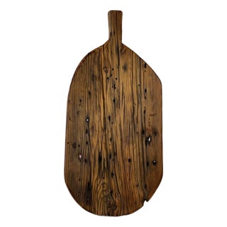 Contemporary Large Oval Breadboard Made From Antique Reclaimed Wood For Sale