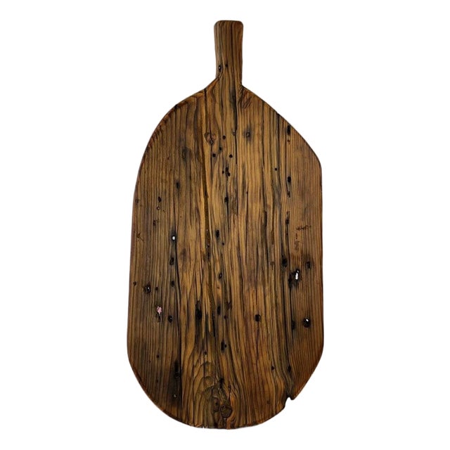 Contemporary Large Oval Breadboard Made From Antique Reclaimed Wood For Sale