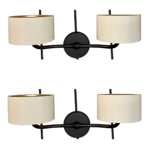 Baker Modern Dark Bronze Finished Wall Sconces Pair