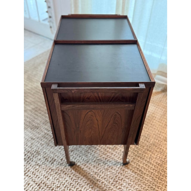 Wood A Danish Mid Century Modern Expandable Rosewood Bar Cart by Niels Erik & Glasdam Jensen for Vantinge Mobelindustri, Circa 1960s For Sale - Image 7 of 12