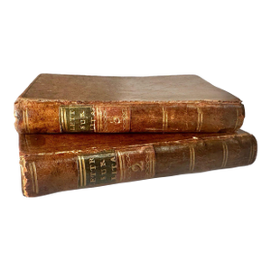 Pair of 18th-Century French Leather-Bound Books, Lettres Sur L’Italie (1785), Vols. II & III