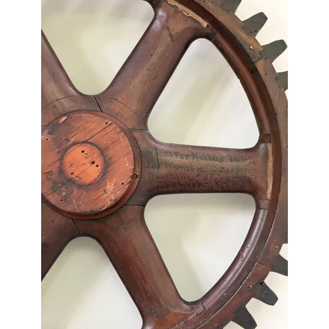 Industrial Industrial Foundry Pattern | Wood Cogged Wheel For Sale - Image 3 of 4