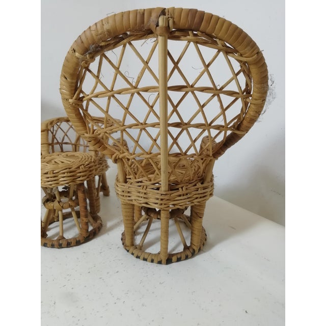 1950s Vintage Italian Wicker Living Room Set Models, 1950s, Set of 4 For Sale - Image 5 of 10