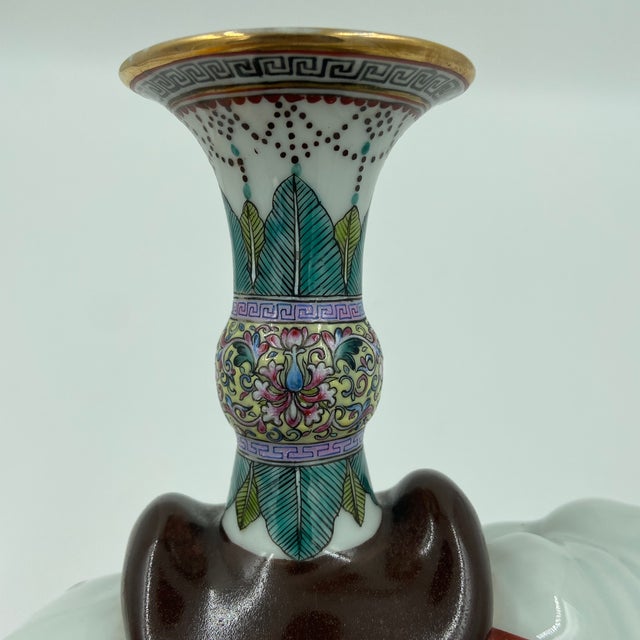 Early 20th Century Chinese Famille Rose Porcelain Elephant Joss Stick Holder, Candleholder or Vase, Attributed Republic Period For Sale - Image 4 of 12