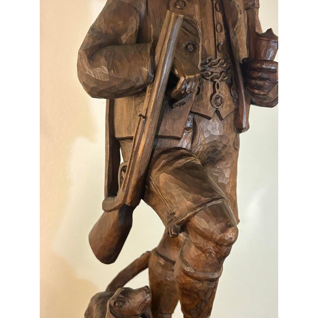 Figurative Antique Black Forest Hand-Carved Hunter Figure With Dog, Swiss Folk Art, 19c For Sale - Image 3 of 9