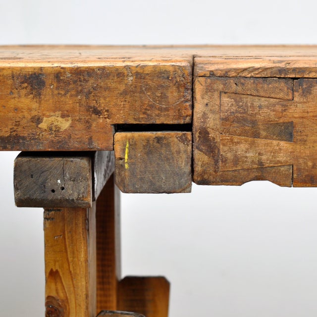 Vintage Oak Carpenters Workbench, 1920 For Sale - Image 9 of 13