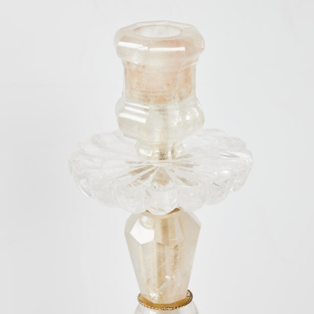 Late 20th Century Large Late 20th Century Rock Crystal Candlesticks - A Pair For Sale - Image 5 of 8