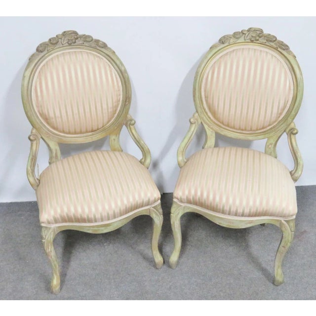 Victorian Style Custom Painted Side Chairs- a Pair For Sale In Philadelphia - Image 6 of 7
