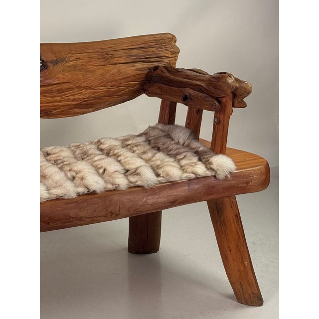 Rustic Late 20th Century Sculptural Rustic Knotted Hardwood Bench For Sale - Image 3 of 12