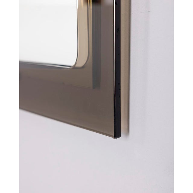 Vintage Italian Smoked Glass Wall Mirror, 1970s For Sale - Image 4 of 14