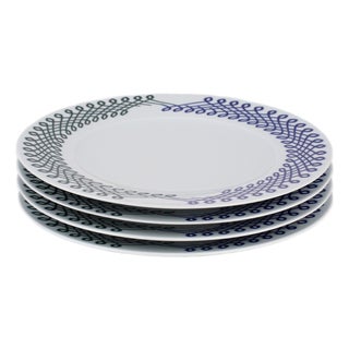 Ribbon Porcelain Dinner Plates, Set of 4 For Sale