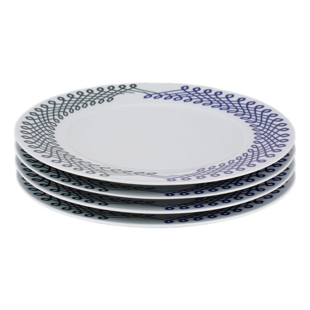 Ribbon Porcelain Dinner Plates, Set of 4 For Sale