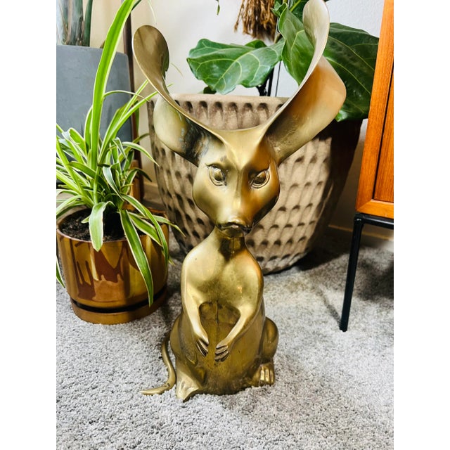 Mid Century Vintage Large Brass Mouse Shrew 17.75” tall. The size is absolutely incredible. The mouse is Uncleaned with...