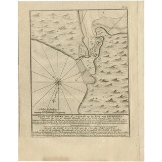 Antique Map of Puerto San Julian in Patagonia, 1749 For Sale