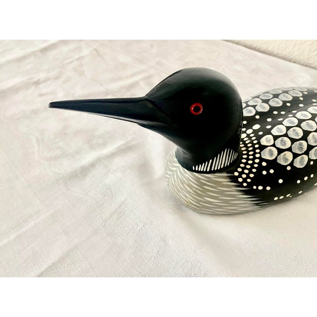Vintage Folk Art Statue Loon L. L. Bean Carved Wood Vintage Stunningly Exquisite Waterfowl Wooden Decorative Decoy Folk Art Statue Mint Condition For Sale In Denver - Image 6 of 18