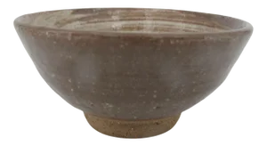 Japanese Studio Pottery Brown & Tan Swirl Tea Bowl by Nitomi Kanji Signed