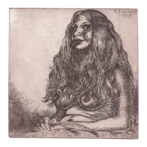 1970s Carlos Antonio Llerena Nude Etching