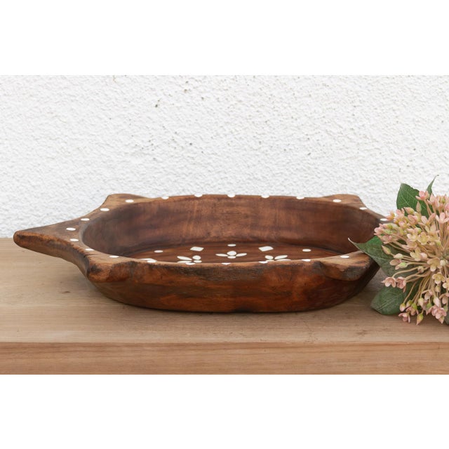 Wood Artisan Floral Painted Wall Art Bowl For Sale - Image 7 of 7