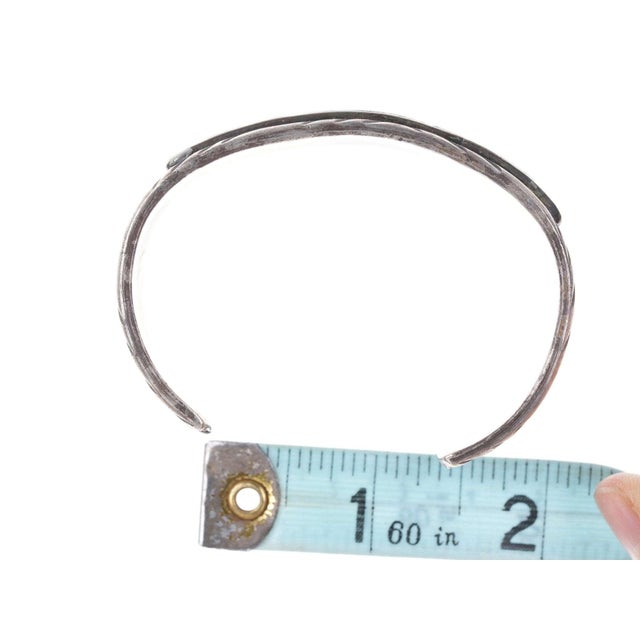 Metal Vintage Zuni Turquoise Channel Inlay Sterling Cuff Bracelet For Sale - Image 7 of 8