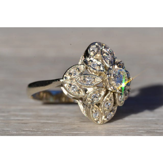 Metal The Crimson Ridge: Ladies Antique 14K White Gold Diamond Princess Ring For Sale - Image 7 of 10