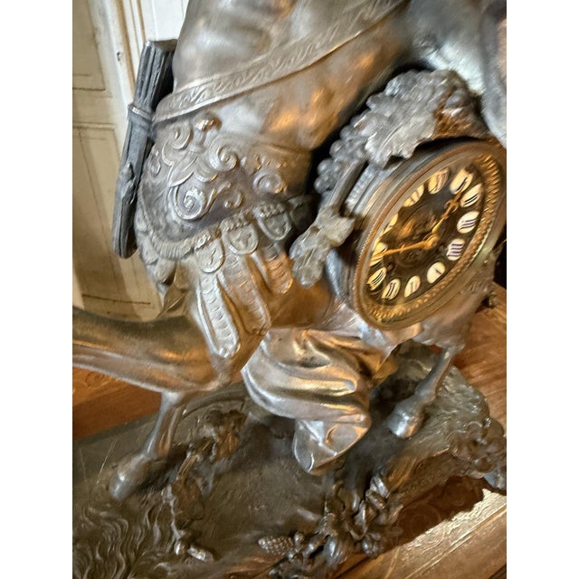 Napoleon III Three-Piece Mantelpiece Set in Spelter with Bronze Patina, 1870, Set of 3, in Very Good conditions. Designed...